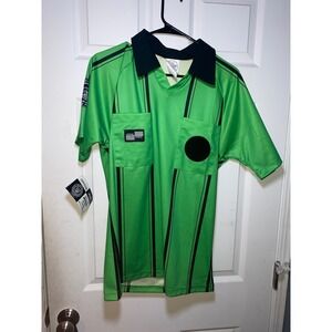 Official Sports US Soccer Referee Jersey Green Black Stripe Youth Large NWT